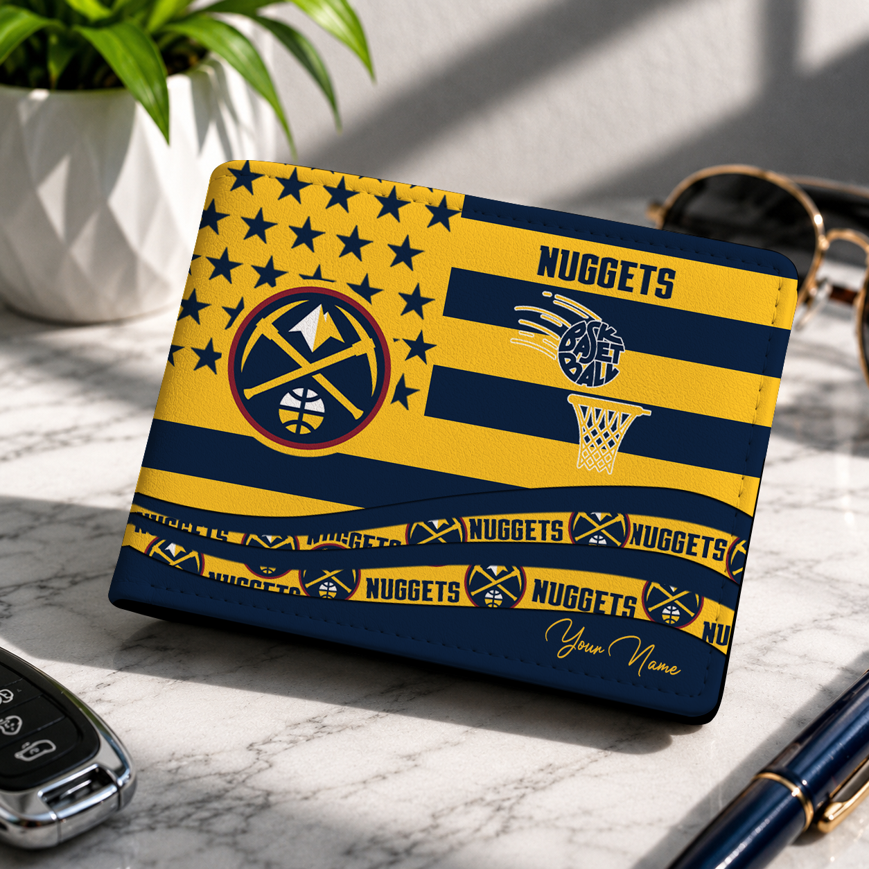 LIMITED EDITION - NEW CUSTOMIZED NBA08 DNU DENVER NUGGETS LEATHER WALLET