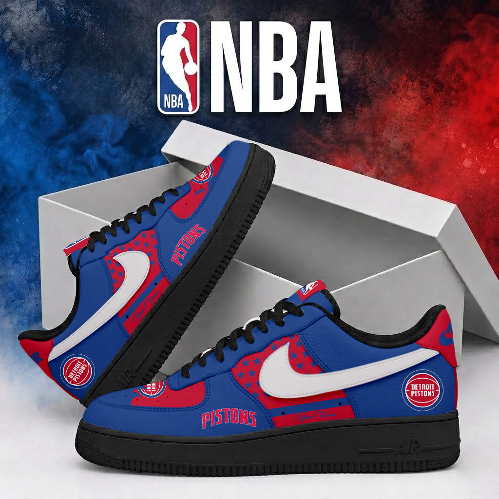 LIMITED EDITION - NEW CUSTOMIZED NBA14 DPI DETROIT PISTONS AF1 SHOES