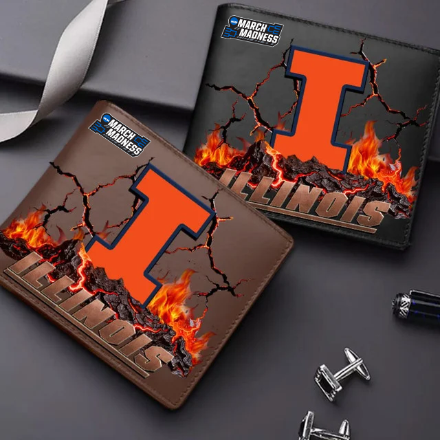 LIMITED EDITION - NEW CUSTOMIZED MAM NCAA15 IFI IL FIGHTING ILLINI LEATHER WALLET
