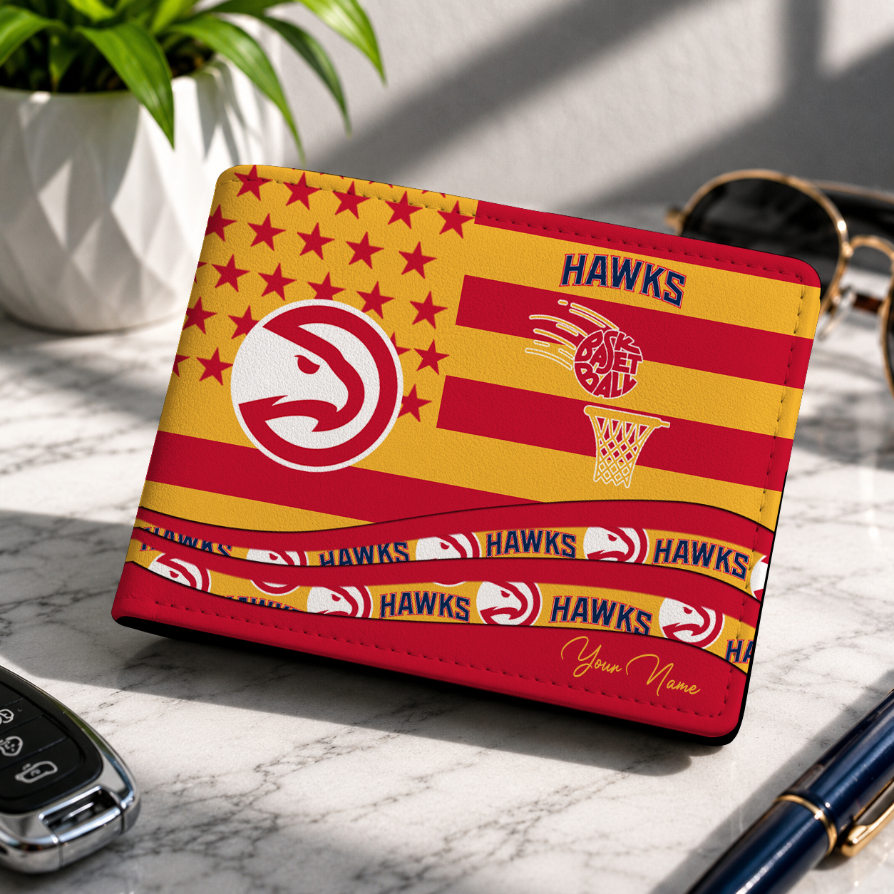 LIMITED EDITION - NEW CUSTOMIZED NBA17 AHA ATLANTA HAWKS LEATHER WALLET