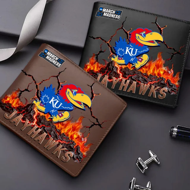 LIMITED EDITION - NEW CUSTOMIZED MAM NCAA01 KSJ KS JAYHAWKS LEATHER WALLET