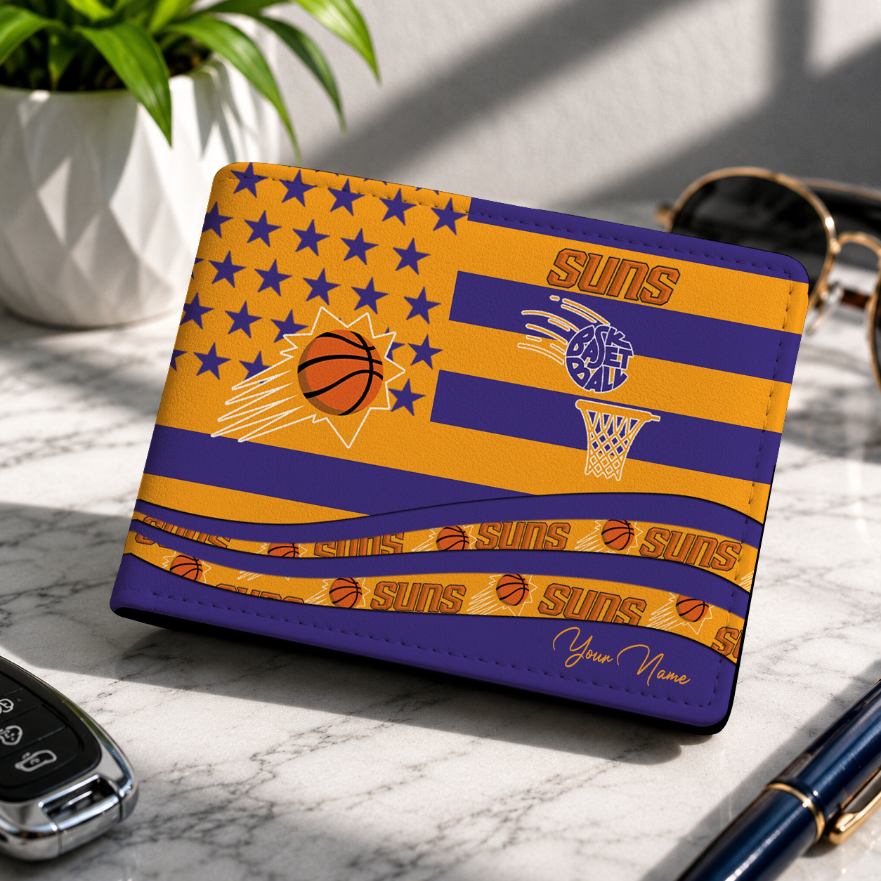 LIMITED EDITION - NEW CUSTOMIZED NBA21 PSU PHOENIX SUNS LEATHER WALLET
