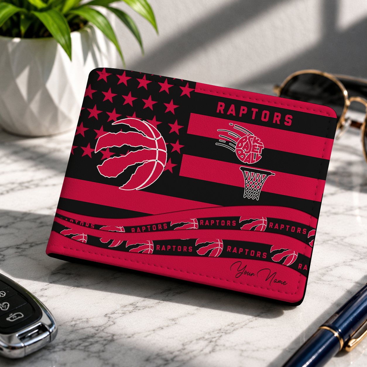LIMITED EDITION - NEW CUSTOMIZED NBA24 TRA TORONTO RAPTORS LEATHER WALLET