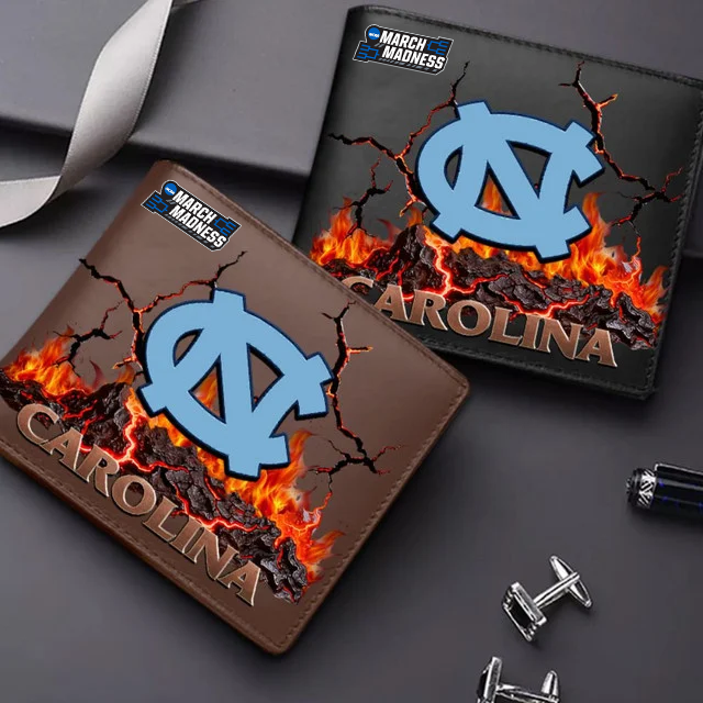 LIMITED EDITION - NEW CUSTOMIZED MAM NCAA05 NTH NC TAR HEELS LEATHER WALLET