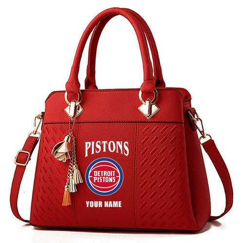 LIMITED EDITION - NEW CUSTOMIZED NBA14 DPI DETROIT PISTONS ZIP HANDBAG MULTICOLOR