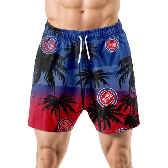 LIMITED EDITION - NEW CUSTOMIZED NBA14 DPI DETROIT PISTONS UNISEX HAWAIIAN SHIRT & SHORTS SET