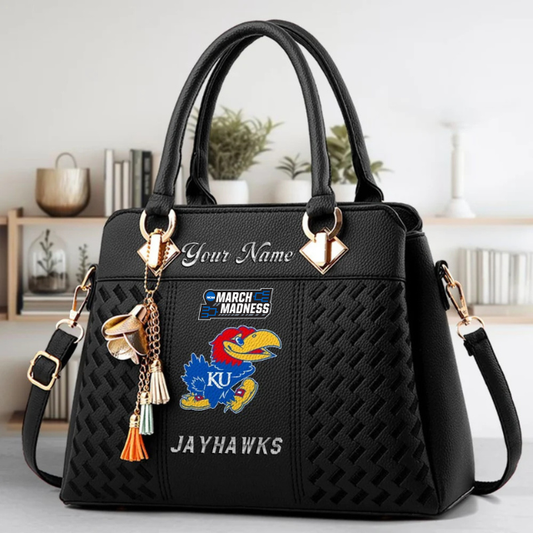 LIMITED EDITION - NEW CUSTOMIZED MAM NCAA01 KSJ KS JAYHAWKS ZIP HANDBAG MULTICOLOR