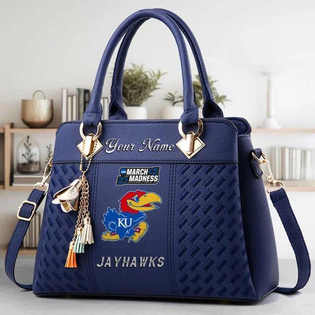 LIMITED EDITION - NEW CUSTOMIZED MAM NCAA01 KSJ KS JAYHAWKS ZIP HANDBAG MULTICOLOR