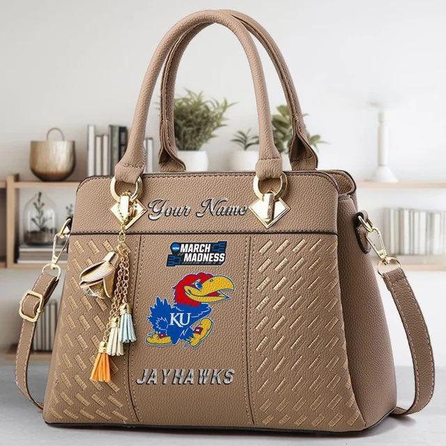 LIMITED EDITION - NEW CUSTOMIZED MAM NCAA01 KSJ KS JAYHAWKS ZIP HANDBAG MULTICOLOR