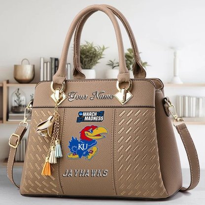 LIMITED EDITION - NEW CUSTOMIZED MAM NCAA01 KSJ KS JAYHAWKS ZIP HANDBAG MULTICOLOR