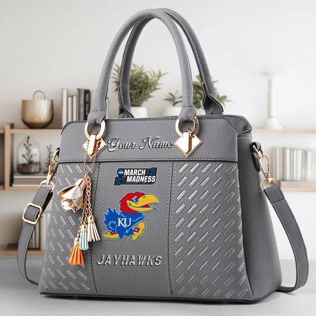 LIMITED EDITION - NEW CUSTOMIZED MAM NCAA01 KSJ KS JAYHAWKS ZIP HANDBAG MULTICOLOR