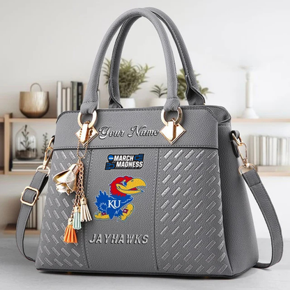 LIMITED EDITION - NEW CUSTOMIZED MAM NCAA01 KSJ KS JAYHAWKS ZIP HANDBAG MULTICOLOR