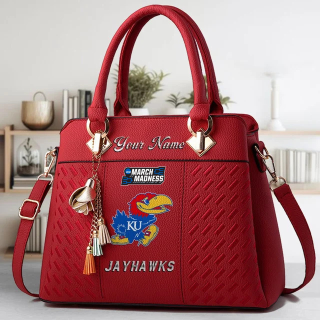 LIMITED EDITION - NEW CUSTOMIZED MAM NCAA01 KSJ KS JAYHAWKS ZIP HANDBAG MULTICOLOR