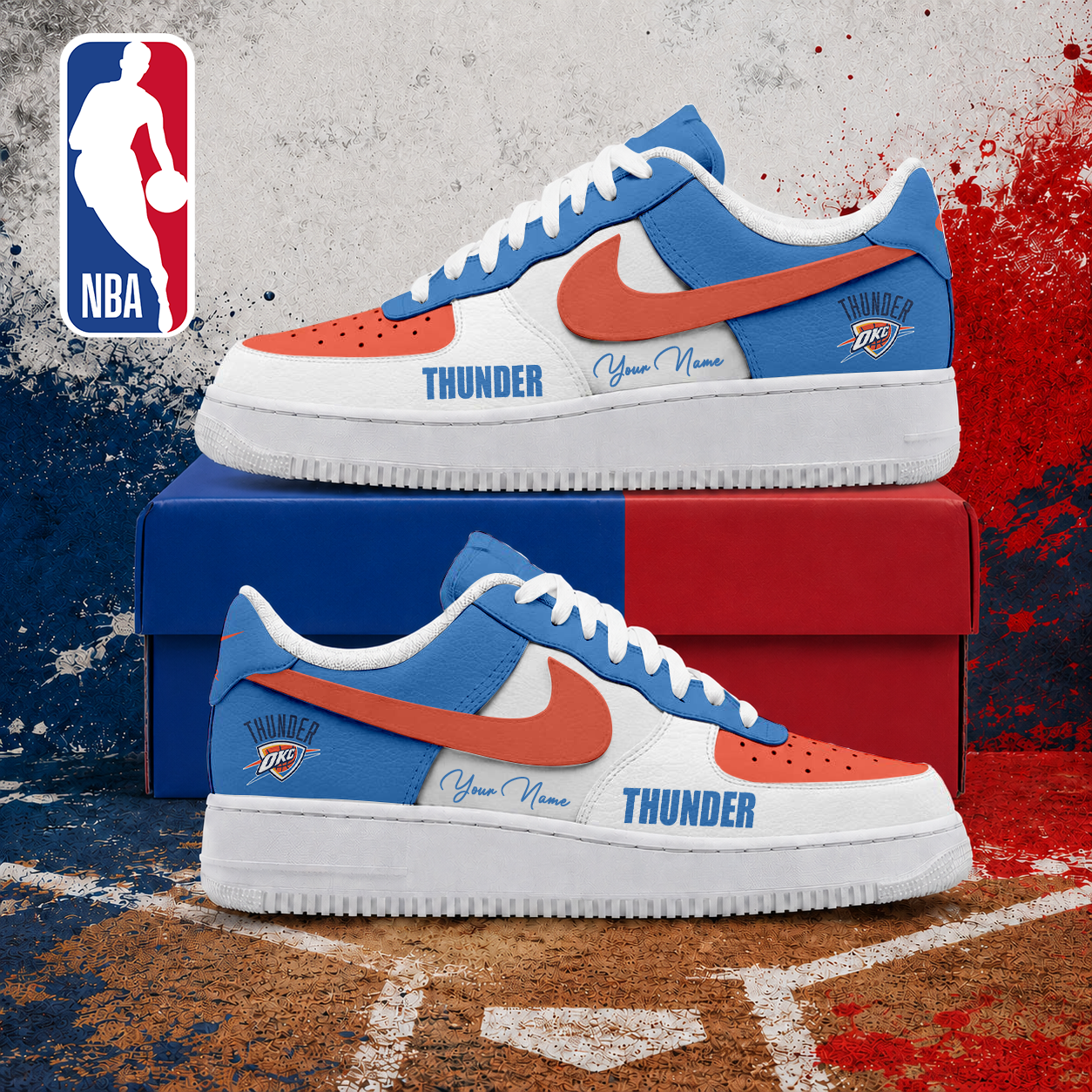 LIMITED EDITION - NEW CUSTOMIZED NBA01 OCT OKLAHOMA CITY THUNDER AF1 SNEAKERS