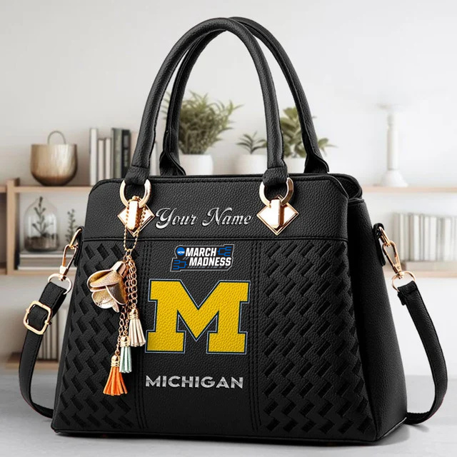LIMITED EDITION - NEW CUSTOMIZED MAM NCAA02 MIW MI WOLVERINES ZIP HANDBAG MULTICOLOR