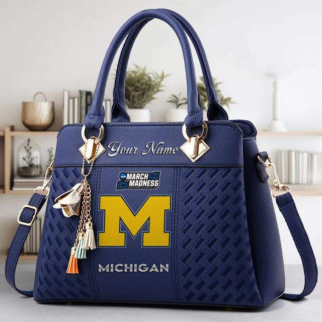 LIMITED EDITION - NEW CUSTOMIZED MAM NCAA02 MIW MI WOLVERINES ZIP HANDBAG MULTICOLOR