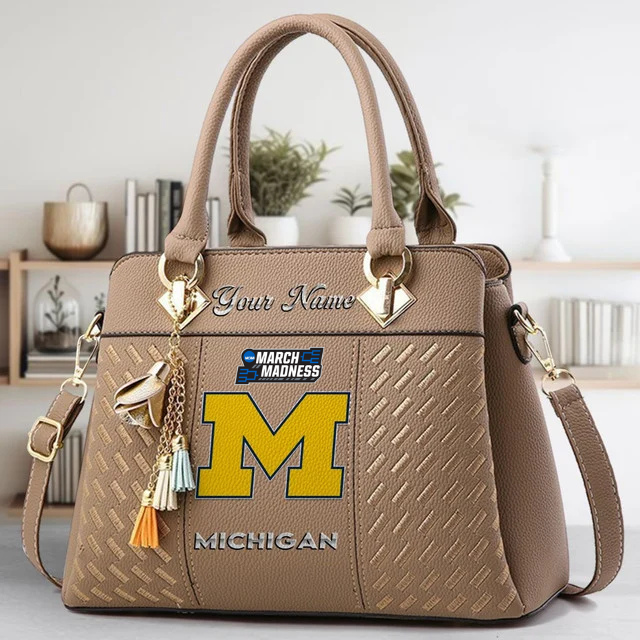 LIMITED EDITION - NEW CUSTOMIZED MAM NCAA02 MIW MI WOLVERINES ZIP HANDBAG MULTICOLOR