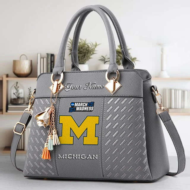 LIMITED EDITION - NEW CUSTOMIZED MAM NCAA02 MIW MI WOLVERINES ZIP HANDBAG MULTICOLOR