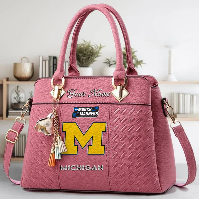 LIMITED EDITION - NEW CUSTOMIZED MAM NCAA02 MIW MI WOLVERINES ZIP HANDBAG MULTICOLOR