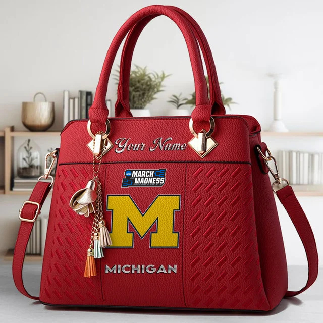 LIMITED EDITION - NEW CUSTOMIZED MAM NCAA02 MIW MI WOLVERINES ZIP HANDBAG MULTICOLOR