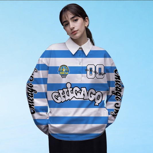 LIMITED EDITION - NEW CUSTOMIZED WNBA02 CCS CH SKY LONG SLEEVE POLO