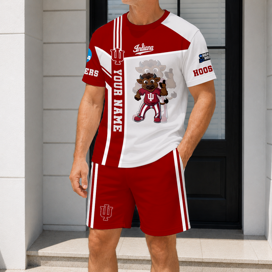 ELITE EDITION - NEW CUSTOMIZED NCAA MAM03 IDH INDIANA HOOSIERS T-SHIRT & SHORT PANTS SET