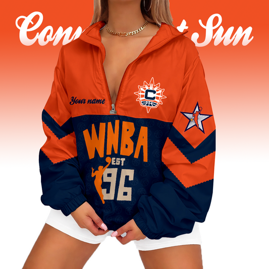 LIMITED EDITION - NEW CUSTOMIZED WNBA03 CTS CT SUN V-NECK ZIPPER SWEATSHIRT JACKET