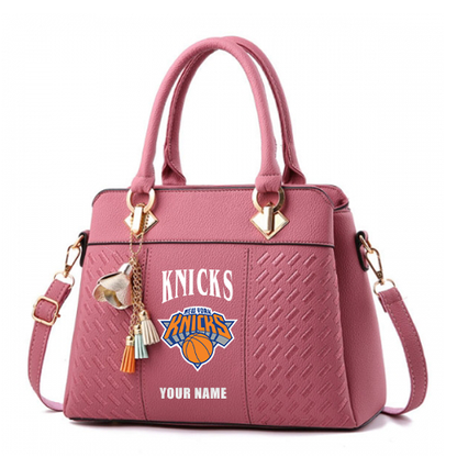 LIMITED EDITION - NEW CUSTOMIZED NBA04 NYK NEW YORK KNICKS ZIP HANDBAG MULTICOLOR