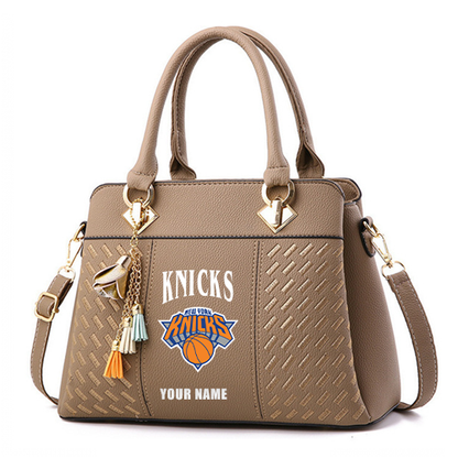 LIMITED EDITION - NEW CUSTOMIZED NBA04 NYK NEW YORK KNICKS ZIP HANDBAG MULTICOLOR