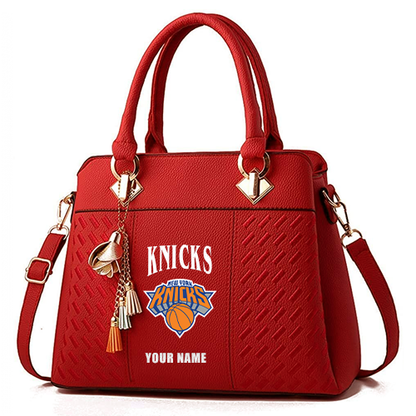 LIMITED EDITION - NEW CUSTOMIZED NBA04 NYK NEW YORK KNICKS ZIP HANDBAG MULTICOLOR