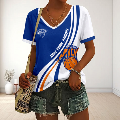 LIMITED EDITION - NEW CUSTOMIZED NBA04 NYK NEW YORK KNICKS V-NECK FEMALE SHIRT