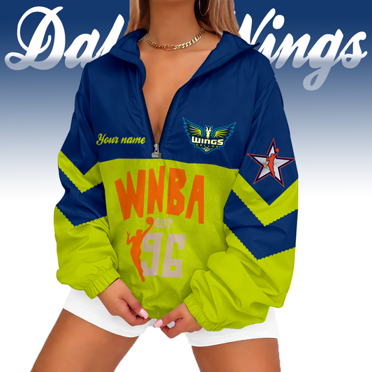 LIMITED EDITION - NEW CUSTOMIZED WNBA04 DLW DA WINGS V-NECK ZIPPER SWEATSHIRT JACKET