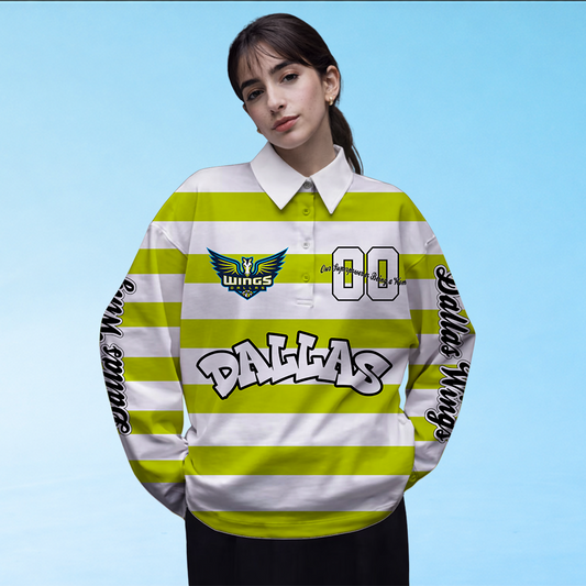 LIMITED EDITION - NEW CUSTOMIZED WNBA04 DLW DA WINGS LONG SLEEVE POLO