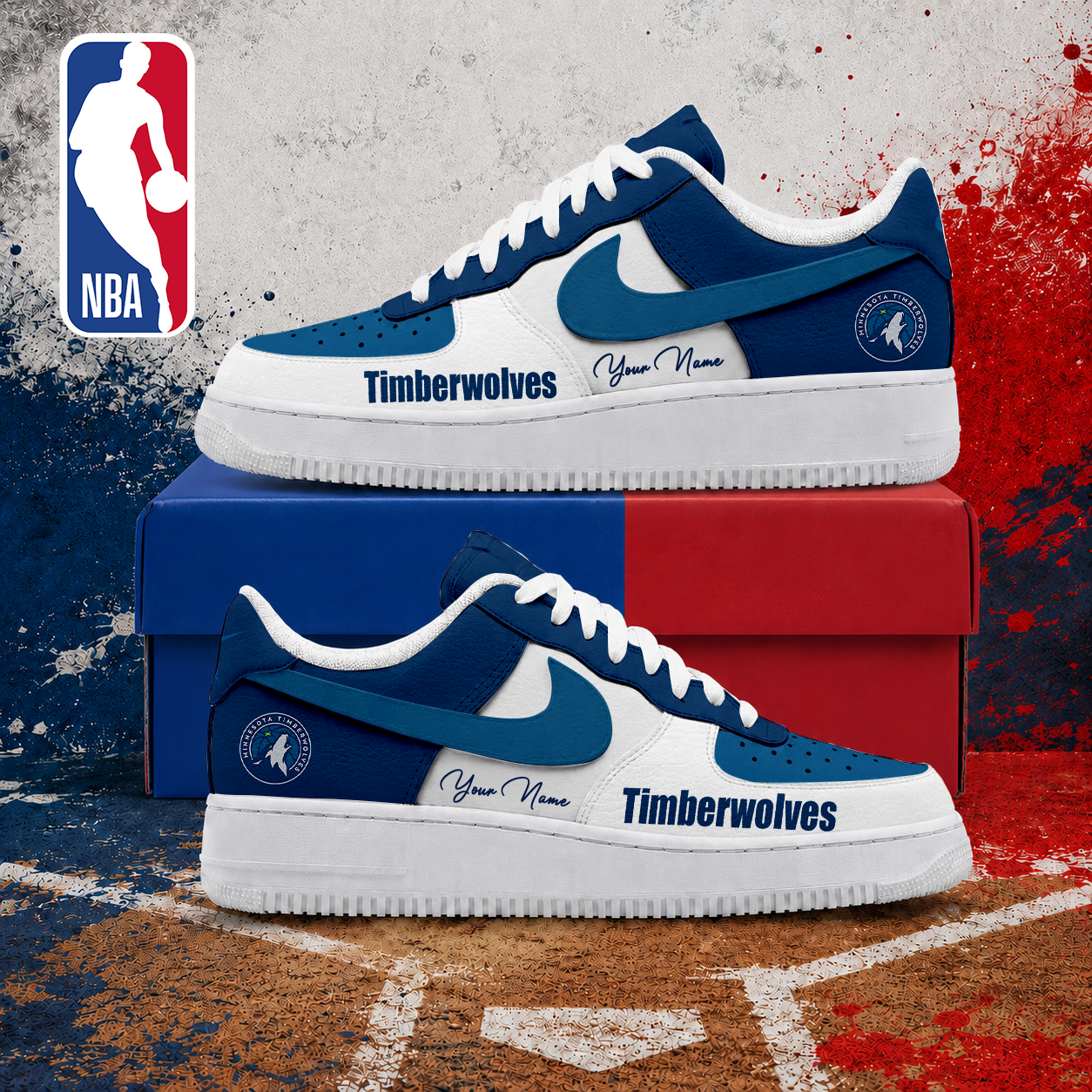 LIMITED EDITION - NEW CUSTOMIZED NBA05 MTW MINNESOTA TIMBERWOLVES AF1 SNEAKERS
