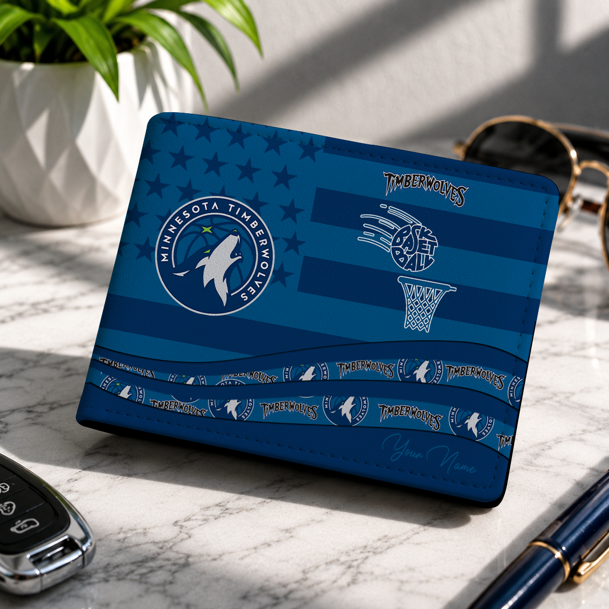 LIMITED EDITION - NEW CUSTOMIZED NBA05 MTW MINNESOTA TIMBERWOLVES LEATHER WALLET