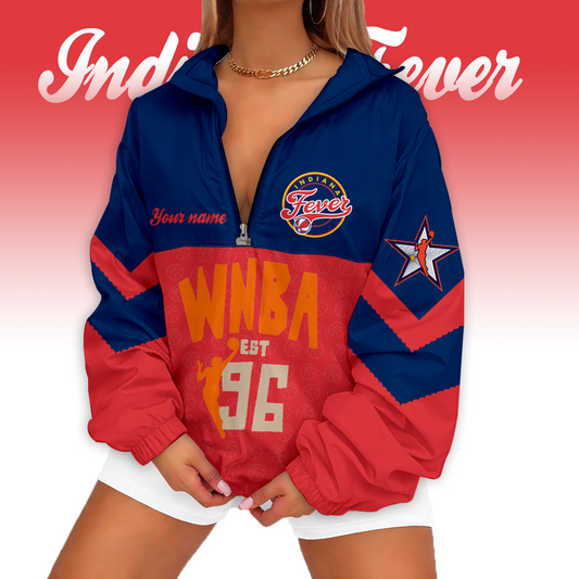 LIMITED EDITION - NEW CUSTOMIZED WNBA06 IDF IN FEVER V-NECK ZIPPER SWEATSHIRT JACKET