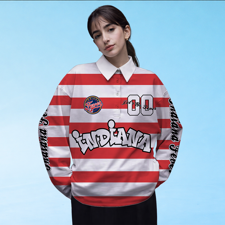 LIMITED EDITION - NEW CUSTOMIZED WNBA06 IDF IN FEVER LONG SLEEVE POLO