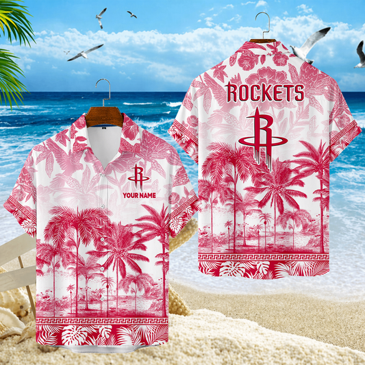 FINAL CLEARANCE - NEW CUSTOMIZED NBA07 HRO HOUSTON ROCKETS UNISEX HAWAIIAN SHIRT