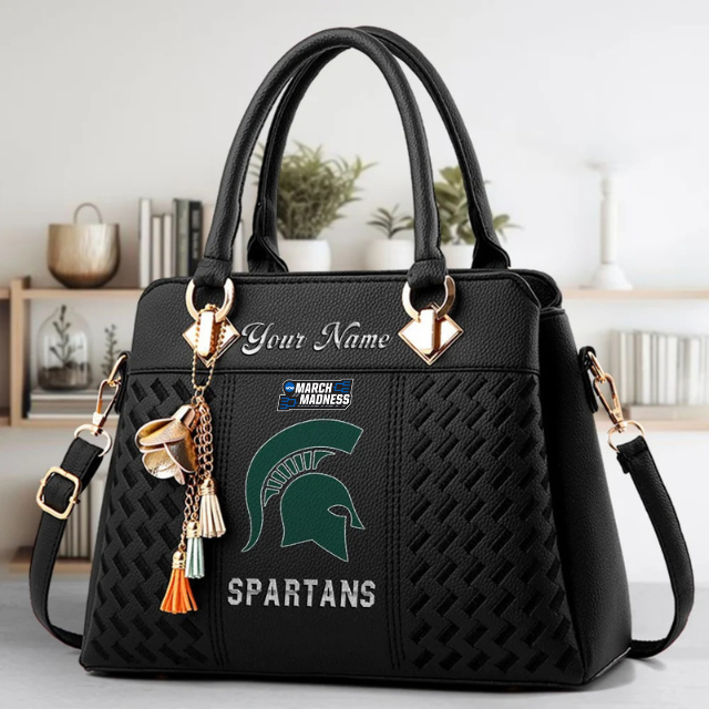 LIMITED EDITION - NEW CUSTOMIZED MAM NCAA07 MSS MS SPARTANS ZIP HANDBAG MULTICOLOR