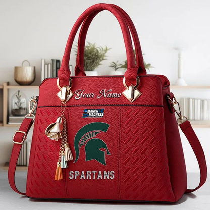 LIMITED EDITION - NEW CUSTOMIZED MAM NCAA07 MSS MS SPARTANS ZIP HANDBAG MULTICOLOR