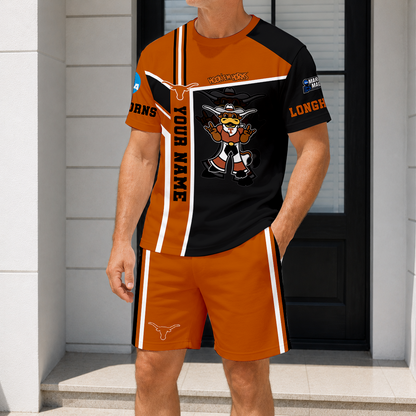 ELITE EDITION - NEW CUSTOMIZED NCAA MAM08 TXL TEXAS LONGHORNS T-SHIRT & SHORT PANTS SET
