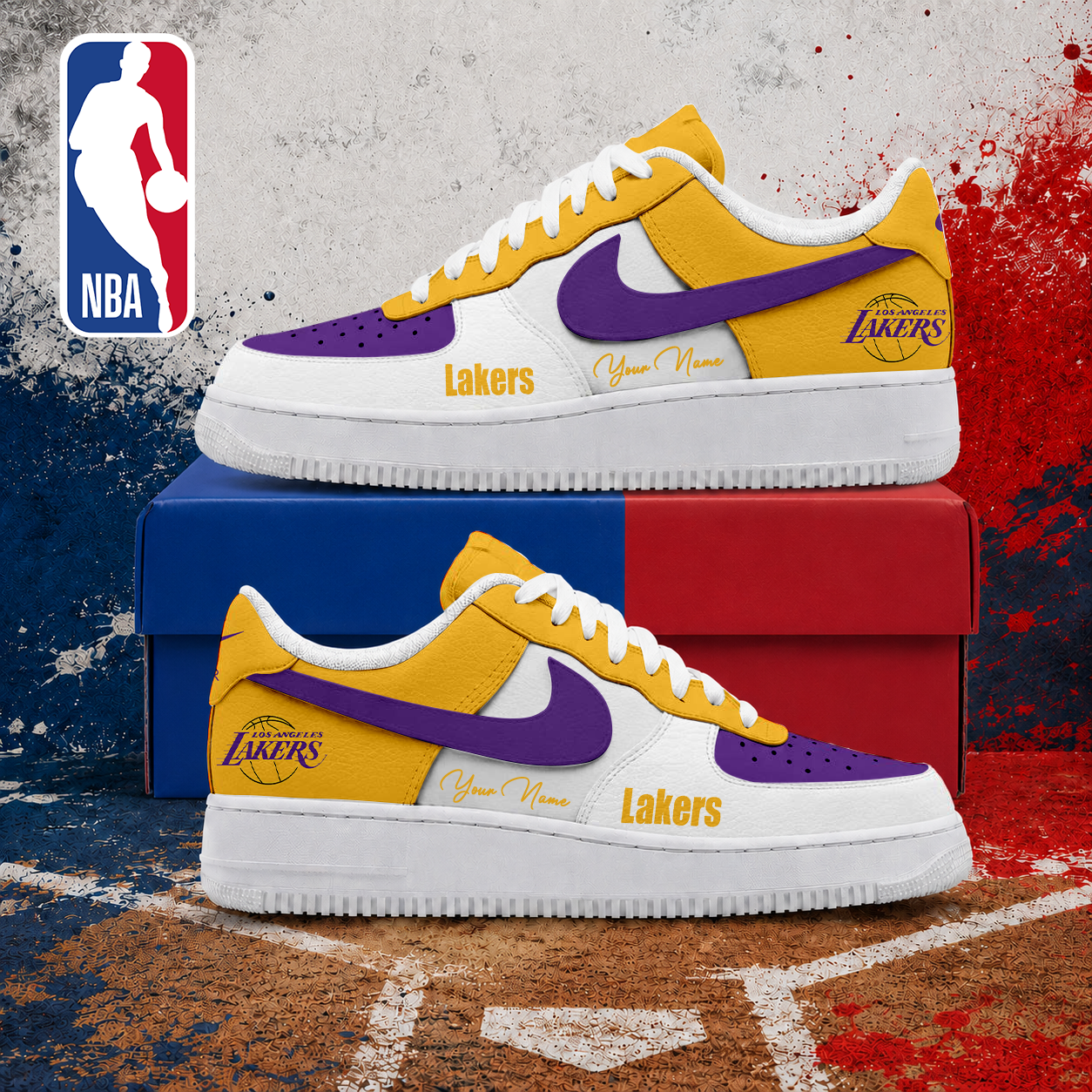 LIMITED EDITION - NEW CUSTOMIZED NBA09 LLA LOS ANGELES LAKERS AF1 SNEAKERS