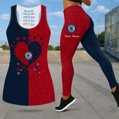 LIMITED EDITION - NEW CUSTOMIZED NBA10 LCL LOS ANGELES CLIPPERS LEGGINGS & HOLLOW TANK TOP SET