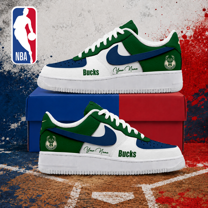 LIMITED EDITION - NEW CUSTOMIZED NBA11 MBU MILWAUKEE BUCKS AF1 SNEAKERS
