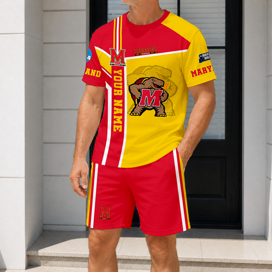 ELITE EDITION - NEW CUSTOMIZED NCAA MAM11 MLT MARYLAND TERRAPINS T-SHIRT & SHORT PANTS SET