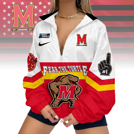 LIMITED EDITION - NEW CUSTOMIZED MAM NCAA11 MLT ML TERRAPINS V-NECK ZIPPER SWEATSHIRT JACKET