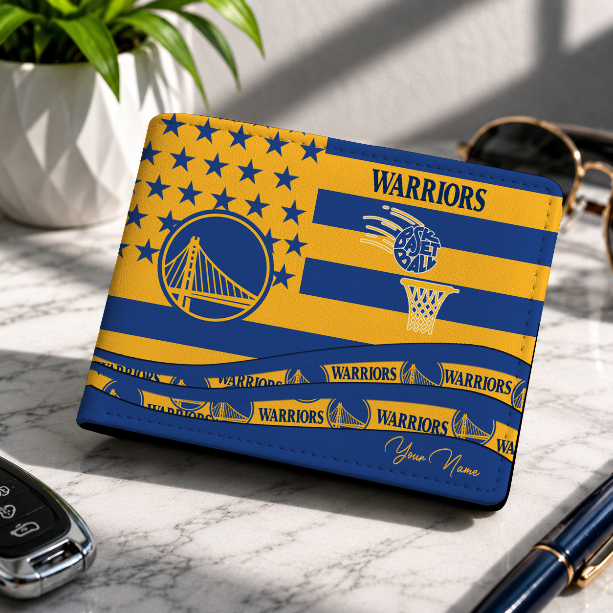 LIMITED EDITION - NEW CUSTOMIZED NBA12 GSW GOLDEN STATE WARRIORS LEATHER WALLET