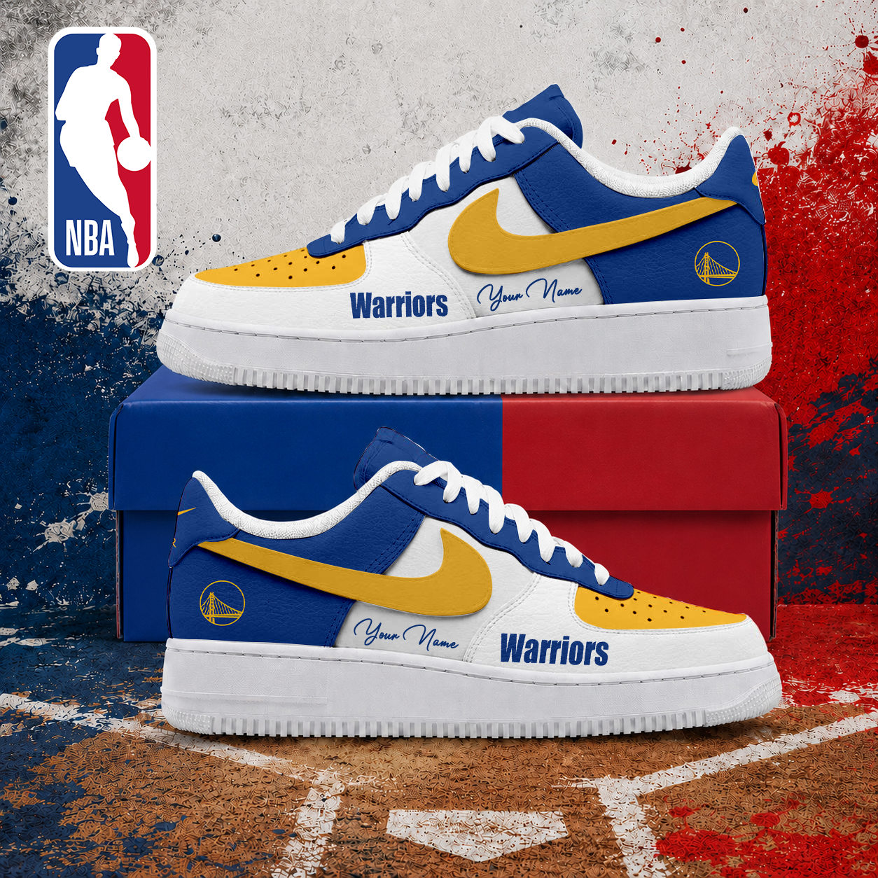 LIMITED EDITION - NEW CUSTOMIZED NBA12 GSW GOLDEN STATE WARRIORS AF1 SNEAKERS