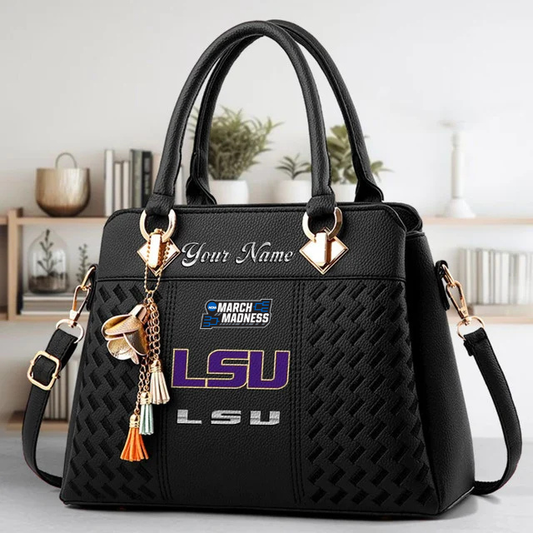 LIMITED EDITION - NEW CUSTOMIZED MAM NCAA13 LST LSU TIGERS ZIP HANDBAG MULTICOLOR