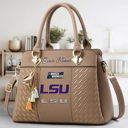 LIMITED EDITION - NEW CUSTOMIZED MAM NCAA13 LST LSU TIGERS ZIP HANDBAG MULTICOLOR